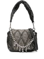 Diesel small logo-charm quilted denim bag - Noir - thumbnail