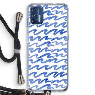 Blauwe golven: Motorola Moto G9 Plus Transparant Hoesje met koord