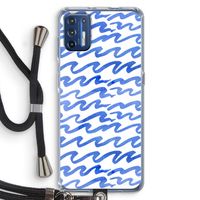 Blauwe golven: Motorola Moto G9 Plus Transparant Hoesje met koord