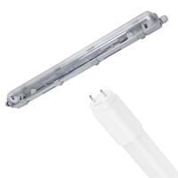 LED Waterdichte TL Armatuur met T8 Buis - Velvalux Strela - 60cm - Enkel - Koppelbaar - Waterdicht IP65 - 9W - Natuurlijk Wit 4000K