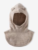 Bivakmuts met slabbetje voor babymeisjes gemêleerd beige Bivakmuts met slabbetje voor babymeisjes gemêleerd beige