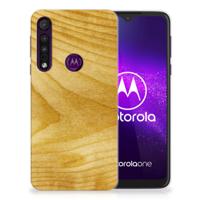 Motorola One Macro | Bumper Hoesje | Licht Hout