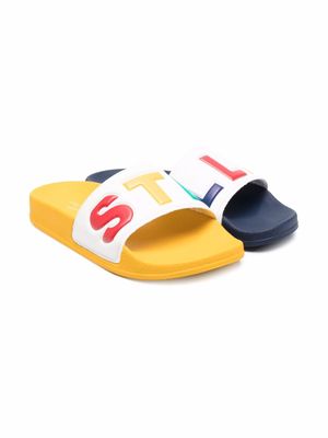 Stella McCartney Kids claquettes à logo imprimé - Blanc