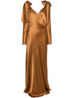 Alberta Ferretti robe à détails drapés - Marron