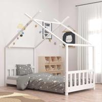Kinderbedframe massief grenenhout wit 80x160 cm