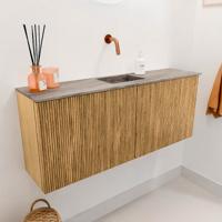 Toiletmeubel Mondiaz Joya Dlux | 100 cm | Meubelkleur Oak | Faye wastafel Oza Wasbak Midden | Zonder kraangat(en)