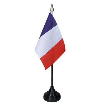 Vlag Frankrijk tafelvlaggetjes - 1x stuks - 10 x 15 cm vlag - met zwarte standaard