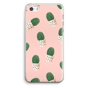 Cactusprint roze: iPhone 5 / 5S / SE Transparant Hoesje