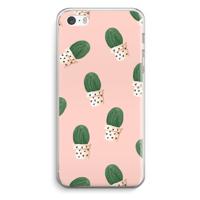Cactusprint roze: iPhone 5 / 5S / SE Transparant Hoesje - thumbnail