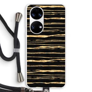Gouden strepen: Huawei P50 Transparant Hoesje met koord