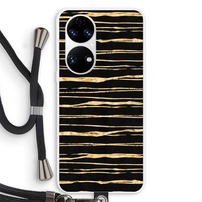 Gouden strepen: Huawei P50 Transparant Hoesje met koord
