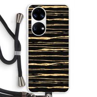 Gouden strepen: Huawei P50 Transparant Hoesje met koord