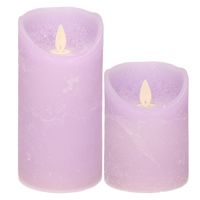 Anna Collection LED kaarsen - 2x stuks - lila paars - 10 en 15 cm - LED kaarsen - thumbnail