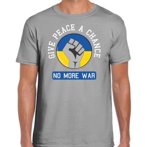 Protest T-shirt voor heren - Oekraine - give peace a chance, no more war - grijs - vrede