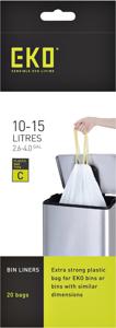 Afvalzak EKO type C 10-15 liter met trekband wit 20 stuks