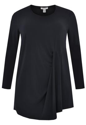 Yoek Tunic pleated drape waist | Blauw | Maat 50/52