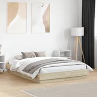 Bedframe met LED-verlichting sonoma eikenkleurig 135x190 cm