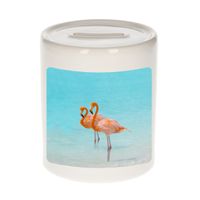 Dieren foto spaarpot flamingo 9 cm - flamingo vogels spaarpotten jongens en meisjes