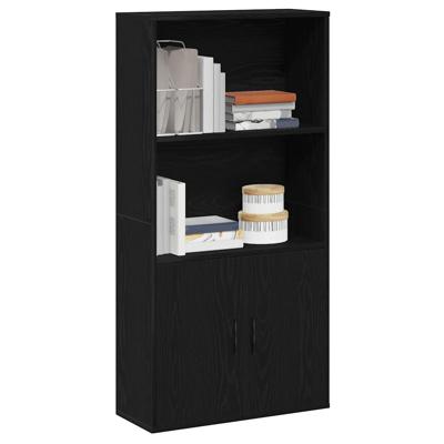 Boekenkast 60x24x120 cm bewerkt hout zwart eikenkleurig