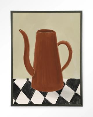 Urban Cotton Wandkleed 'Vivid Vase 02' 145 x 190cm in Floating Frame - black