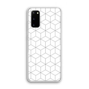 Zwart-witte kubussen: Samsung Galaxy S20 Transparant Hoesje