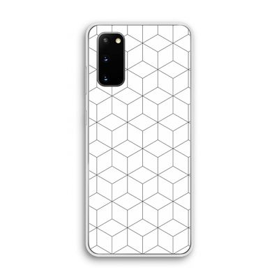 Zwart-witte kubussen: Samsung Galaxy S20 Transparant Hoesje