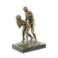 AN EROTIC BRONZE SCULPTURE OF A COUPLE MAKING LOVE - thumbnail