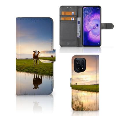 OPPO Find X5 | Telefoonhoesje | Met pasjeshouder | Koe