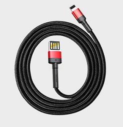 Baseus Cafule USB Lightning Kabel 2,4A 1m (Zwart+Rood)