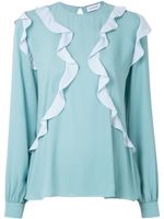 Olympiah blouse Mosaicos à volants - Bleu