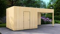 Poolhouse Trendy 300x300 cm + luifel 400 cm - onbehandeld- Plat dak- - Van Kooten Poolhouse Trendy 300x300 cm + luifel 400 cm - onbehandeld- Plat dak- - Van Kooten
