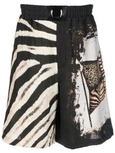 Roberto Cavalli bermuda à imprimé animalier - Noir