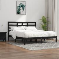 Bedframe massief hout zwart 200x200 cm