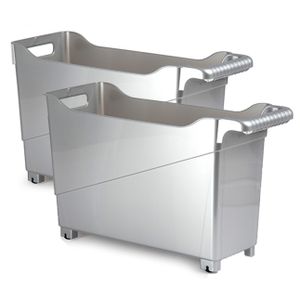 Set van 3x stuks kunststof trolleys zilver op wieltjes L45 x B17 x H29 cm