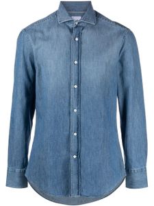 Brunello Cucinelli chemise en jean à col italien - Bleu