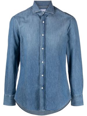 Brunello Cucinelli chemise en jean à col italien - Bleu