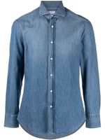 Brunello Cucinelli chemise en jean à col italien - Bleu