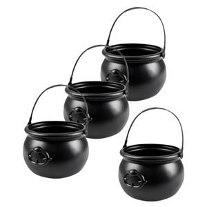 Set van 4x stuks heksenketels/kookpotten zwart kunststof 18 x 14 cm