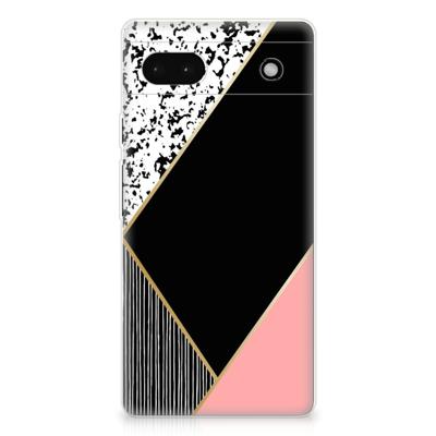 Google Pixel 6A | TPU Hoesje | Zwart Roze Vormen