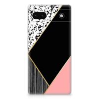 Google Pixel 6A | TPU Hoesje | Zwart Roze Vormen