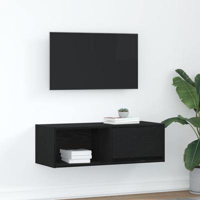 TV-meubel 80x31x25,5 cm spaanplaat zwart eikenkleurig