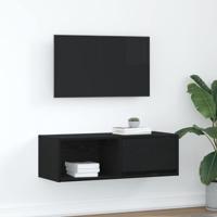 TV-meubel 80x31x25,5 cm spaanplaat zwart eikenkleurig