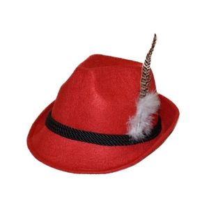 Rood Tiroler hoedje verkleedaccessoire voor volwassenen   -