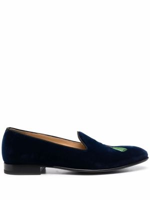 Scarosso chaussons Jay en velours à broderies - Bleu