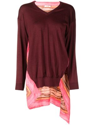 Celine Pre-Owned pull superposé à col v (2018) - Rouge