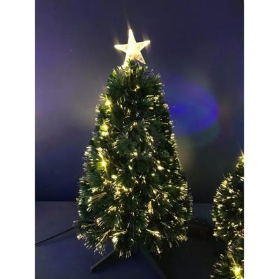 Fibre Optic?kunst kerstboom - H90 cm - met kerstverlichting - 20 led - warm wit - kunstboom