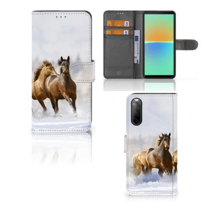 Sony Xperia 10 IV | Telefoonhoesje | Met pasjeshouder | Paarden