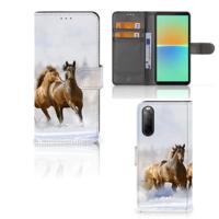 Sony Xperia 10 IV | Telefoonhoesje | Met pasjeshouder | Paarden