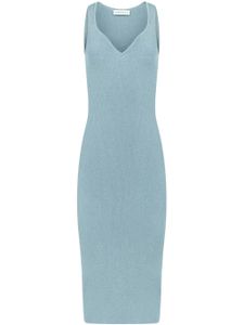 Nina Ricci robe mi-longue nervurée à encolure cœur - Bleu