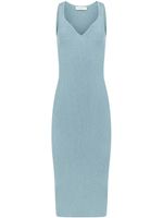 Nina Ricci robe mi-longue nervurée à encolure cœur - Bleu